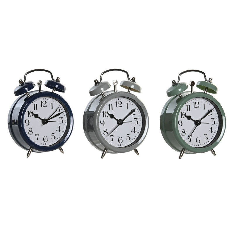 Réveil DKD Home Decor Bleu Vert Gris Vintage (3 Unités)