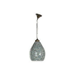 Suspension Home ESPRIT Vert Bleu ciel Métal Verre 25 W 23 x 23 x 66 cm (2 Unités)