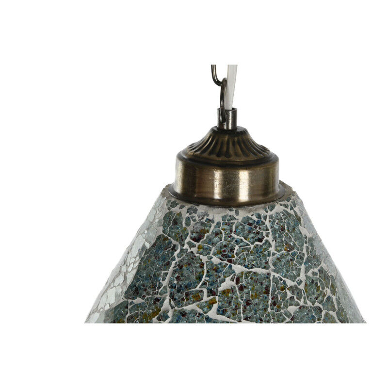 Suspension Home ESPRIT Vert Bleu ciel Métal Verre 25 W 23 x 23 x 66 cm (2 Unités)