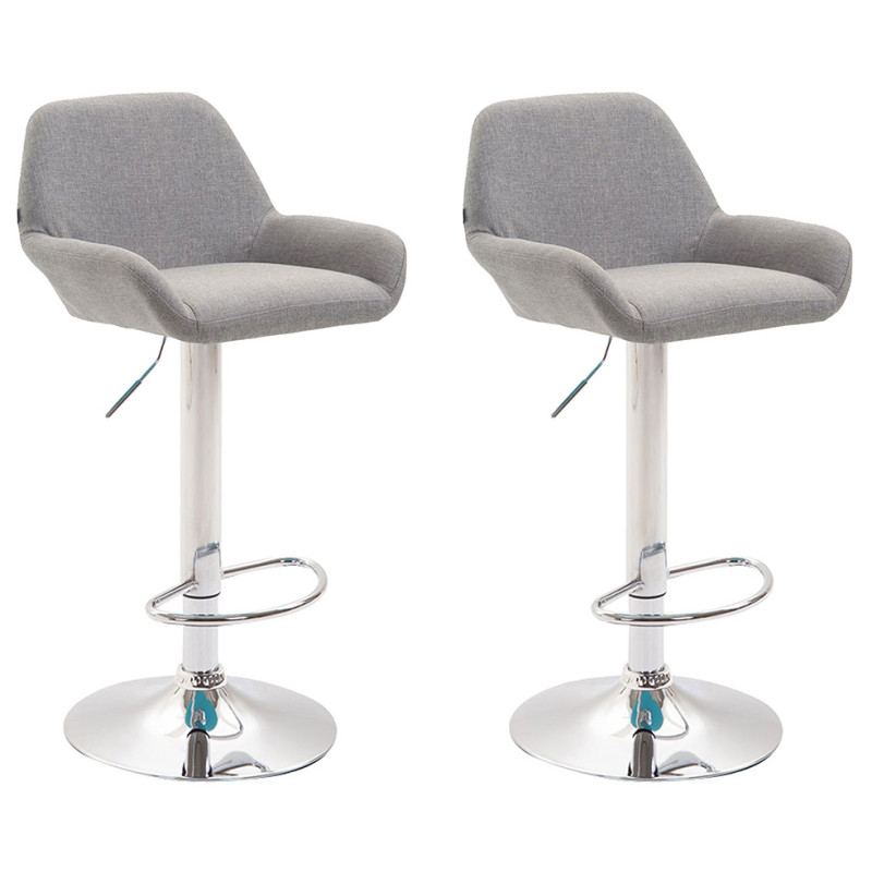 Lot de 2 tabourets de bar Braga tissu chromé gris
