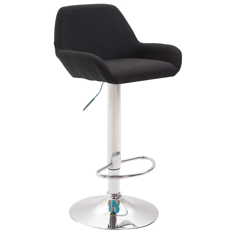 Lot de 2 tabourets de bar Braga tissu chromé noir
