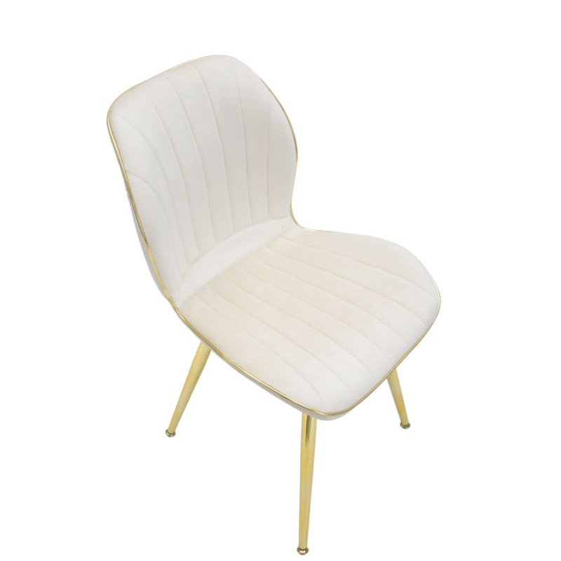 Chaises Paris Space Crème & Or – Raffinement Étoilé (Lot de 2) 46 x 58 x 77 cm