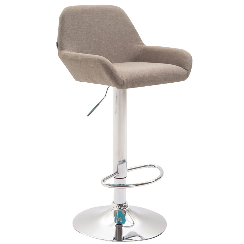 Lot de 2 tabourets de bar Braga tissu chromé taupe