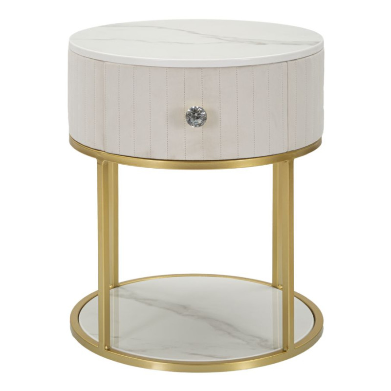 Table de Chevet Montpellier Crème – Douceur Provençale Ø42 x 48 cm
