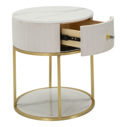 Table de Chevet Montpellier Crème – Douceur Provençale Ø42 x 48 cm