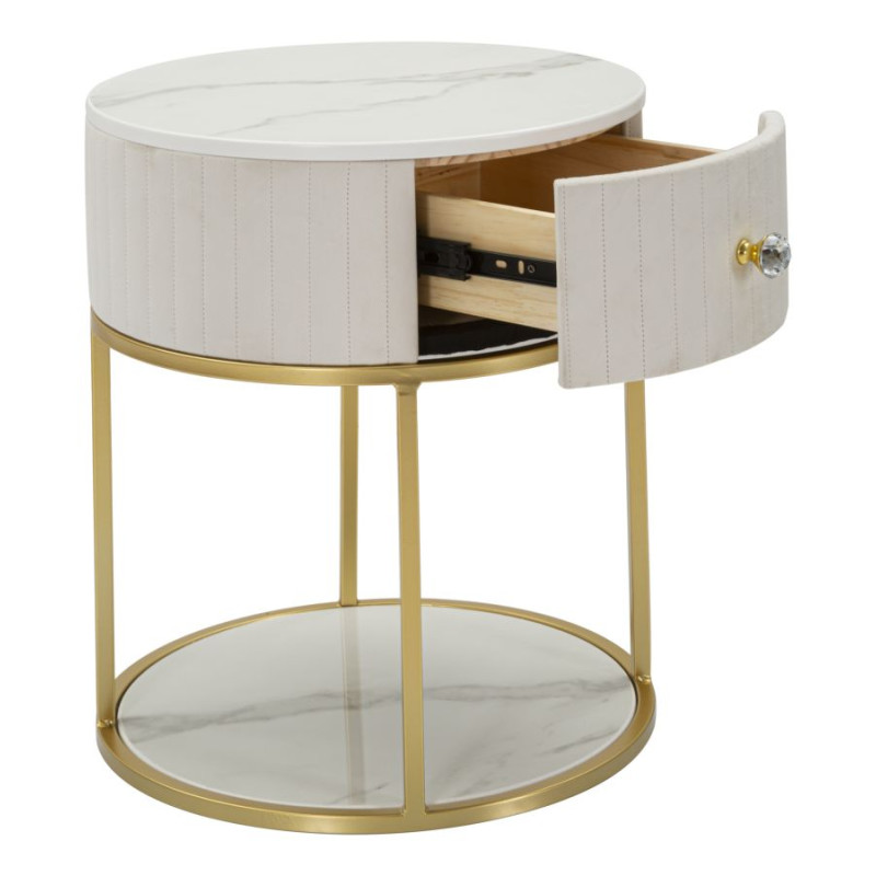 Table de Chevet Montpellier Crème – Douceur Provençale Ø42 x 48 cm