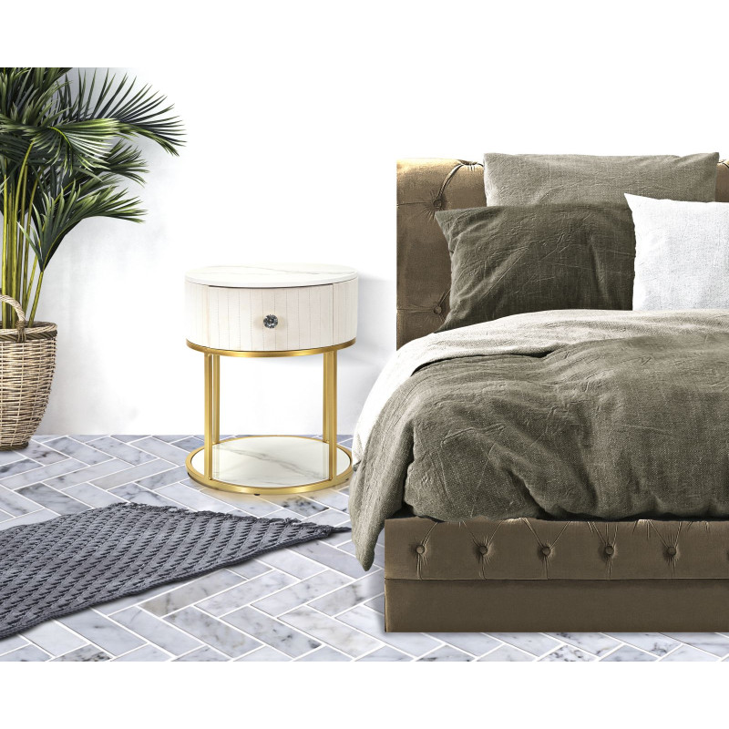 Table de Chevet Montpellier Crème – Douceur Provençale Ø42 x 48 cm