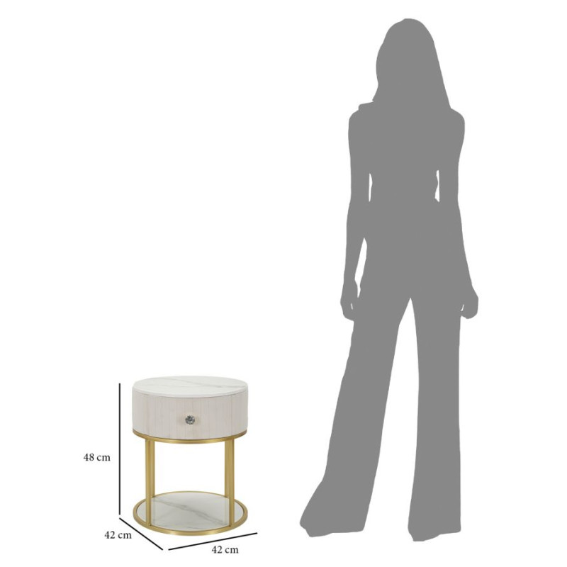 Table de Chevet Montpellier Crème – Douceur Provençale Ø42 x 48 cm