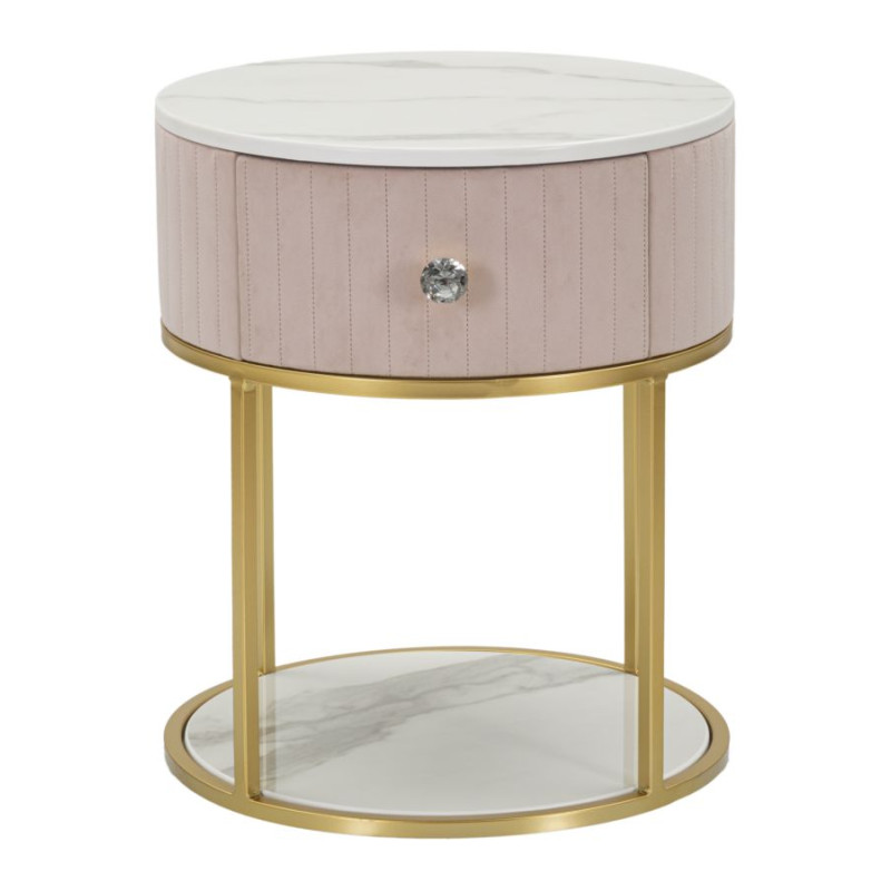Table de Chevet Montpellier Rose – Esprit Pastel Ø42 x 48 cm