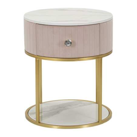 Table de Chevet Montpellier Rose – Esprit Pastel Ø42 x 48 cm