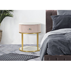 Table de Chevet Montpellier Rose – Esprit Pastel Ø42 x 48 cm