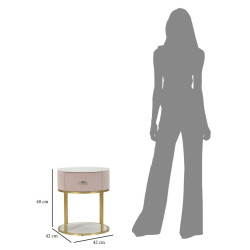 Table de Chevet Montpellier Rose – Esprit Pastel Ø42 x 48 cm