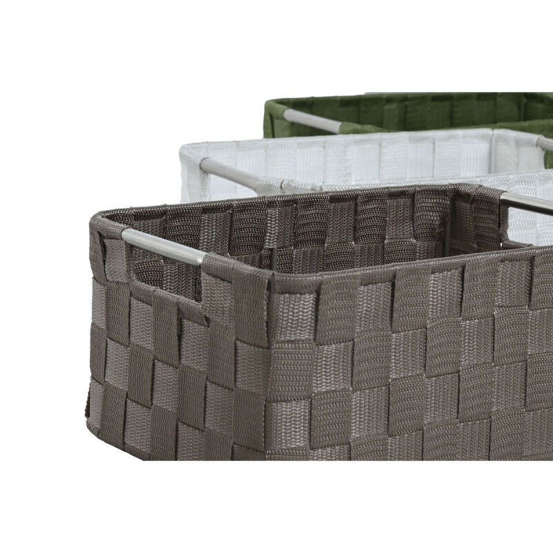 Set de basket Home ESPRIT Vert Gris Crème Métal polypropylène (3 Pièces) (3 Unités)