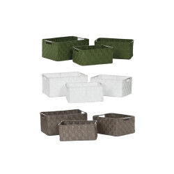 Set de basket Home ESPRIT Vert Gris Crème Métal polypropylène (3 Pièces) (3 Unités)