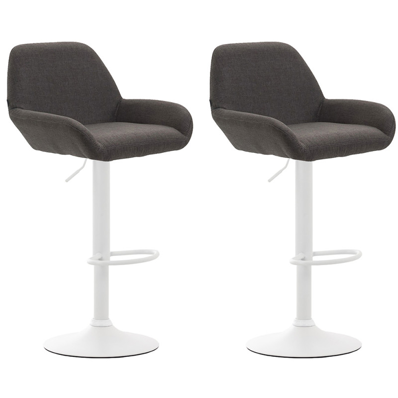 Lot de 2 tabourets de bar Braga en tissu gris foncé