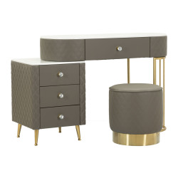 Coiffeuse Sharon Grise avec Pouf – Élégance Urbaine 120 x 40 x 75 cm