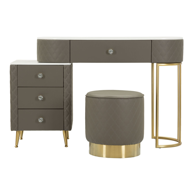 Coiffeuse Sharon Grise avec Pouf – Élégance Urbaine 120 x 40 x 75 cm