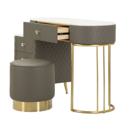 Coiffeuse Sharon Grise avec Pouf – Élégance Urbaine 120 x 40 x 75 cm