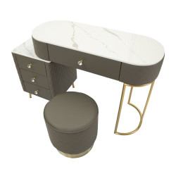 Coiffeuse Sharon Grise avec Pouf – Élégance Urbaine 120 x 40 x 75 cm