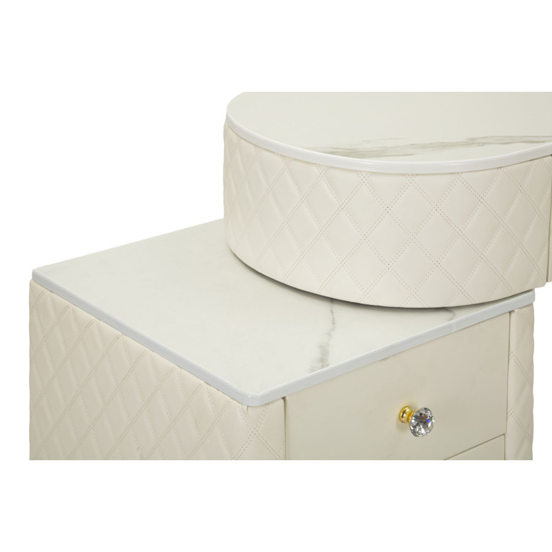 Coiffeuse Sharon Blanche avec Pouf – Pureté Intemporelle 120 x 40 x 75 cm