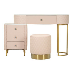 Coiffeuse Sharon Rose avec Pouf – Délicatesse Romantique 120 x 40 x 75 cm