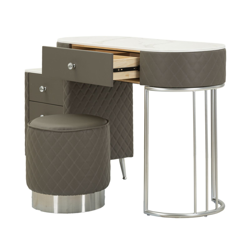 Coiffeuse Sharon Grise Pieds Argentés – Chic Métallisé 120 x 40 x 75 cm