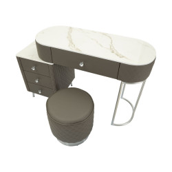 Coiffeuse Sharon Grise Pieds Argentés – Chic Métallisé 120 x 40 x 75 cm