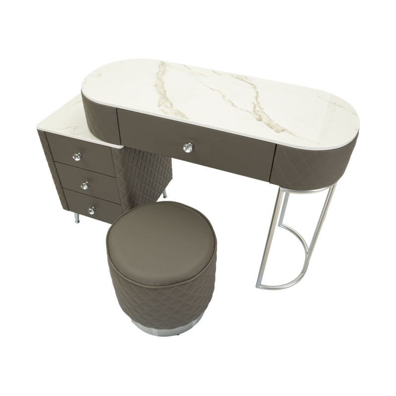 Coiffeuse Sharon Grise Pieds Argentés – Chic Métallisé 120 x 40 x 75 cm