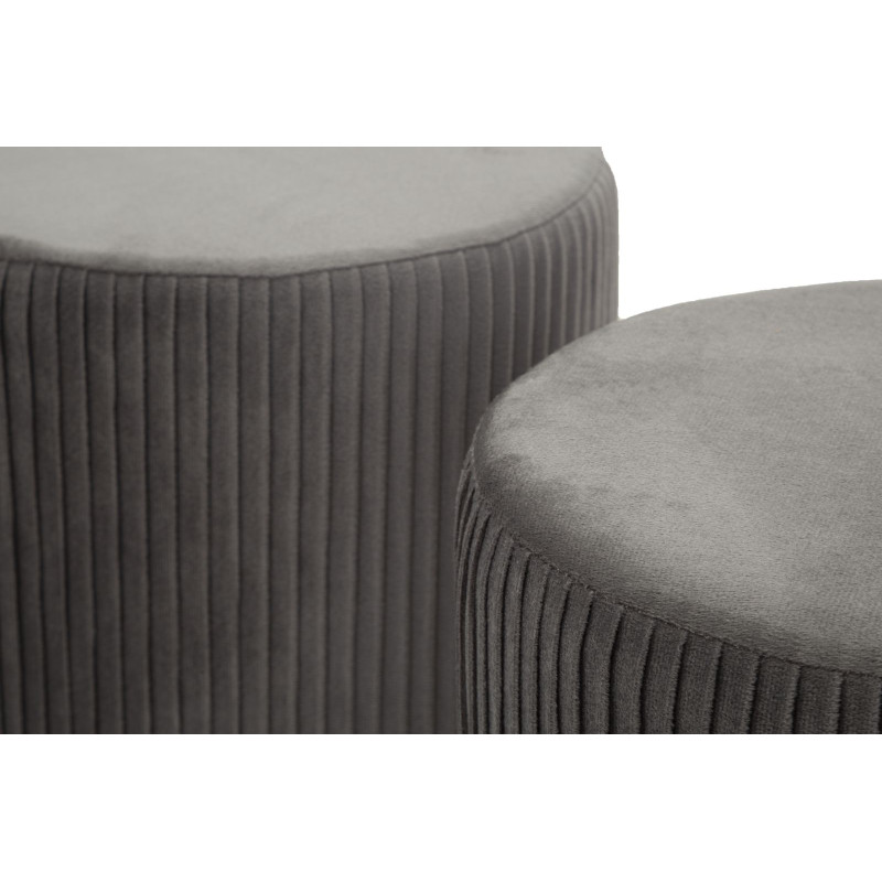 Banc Coffre Shopy Gris avec Tabourets – Ensemble Polyvalent (3 Pièces) 80 x 37 x 42 - 29 x 35 cm