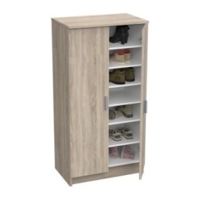 ARMOIRE a USAGES MULTIPLES CORONA - Armoire auxiliaire a 2 portes, Range-chaussures moderne, cm 55x36h108, Chene