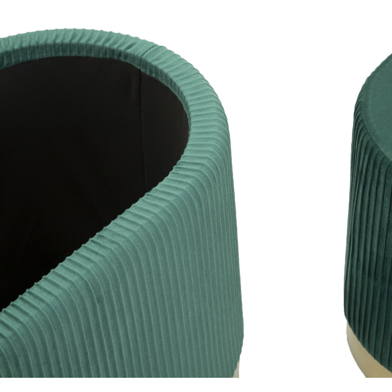 Banc Coffre Shopy Vert avec Tabourets – Harmonie Naturelle (3 Pièces) 80 x 37 x 42 - 29 x 35 cm