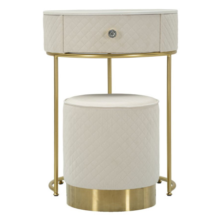 Coiffeuse Vellit Crème avec Pouf – Duo Glamour Ø52 x 70 - Ø36 x 39 cm