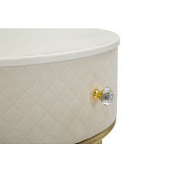 Coiffeuse Vellit Crème avec Pouf – Duo Glamour Ø52 x 70 - Ø36 x 39 cm
