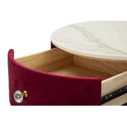 Coiffeuse Vellit Rouge avec Pouf – Élégance Passionnée Ø52 x 70 - Ø36 x 39 cm