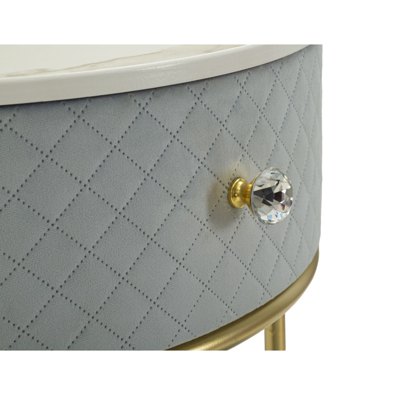 Coiffeuse Vellit Bleu Ciel avec Pouf – Fraîcheur Céleste Ø52 x 70 - Ø36 x 39 cm