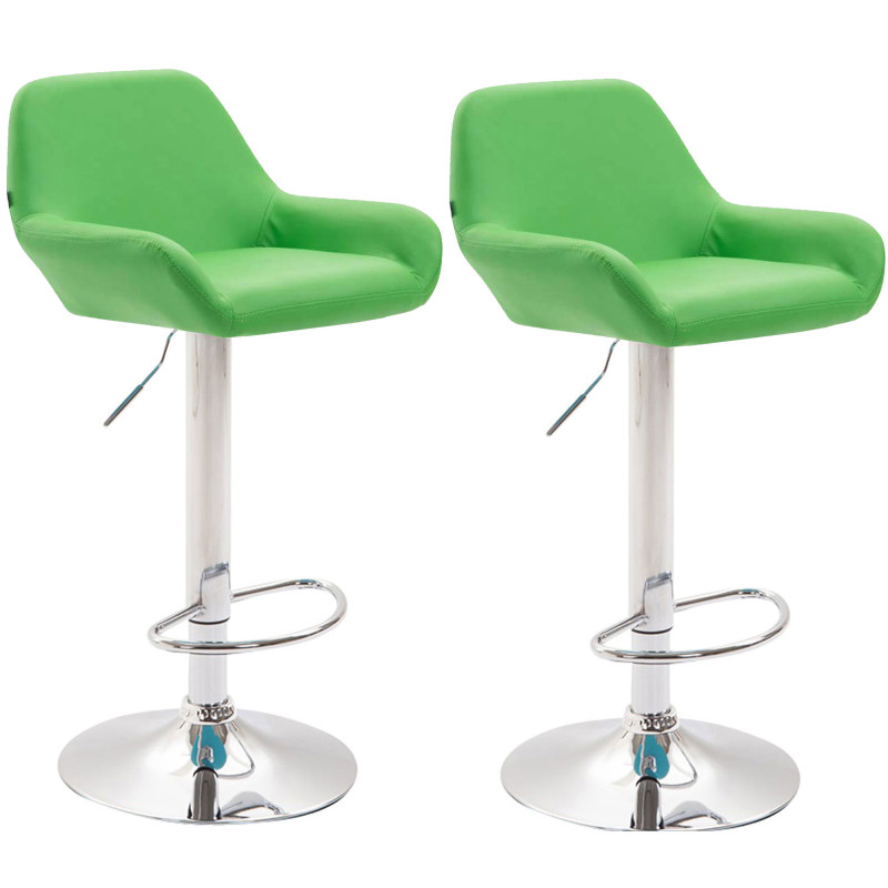 Lot de 2 tabourets de bar Braga simili cuir chromé vert