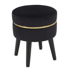 Pouf Paris Noir Ébène – Élégance Métropolitaine Ø35 x 40,5 cm