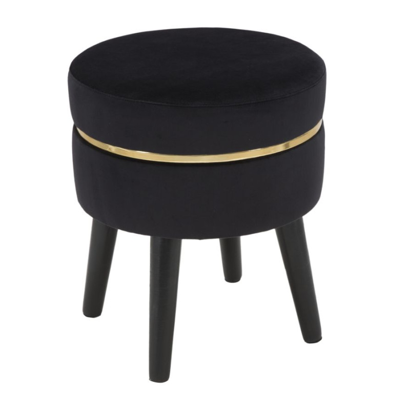 Pouf Paris Noir Ébène – Élégance Métropolitaine Ø35 x 40,5 cm