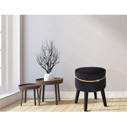 Pouf Paris Noir Ébène – Élégance Métropolitaine Ø35 x 40,5 cm