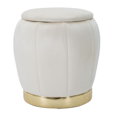 Pouf Coffre Paris Crème & Or – Raffinement Haussmannien Ø43 x 43 cm