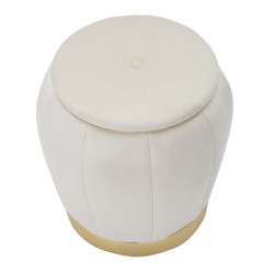 Pouf Coffre Paris Crème & Or – Raffinement Haussmannien Ø43 x 43 cm