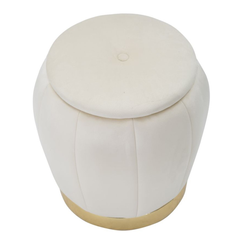 Pouf Coffre Paris Crème & Or – Raffinement Haussmannien Ø43 x 43 cm