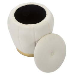 Pouf Coffre Paris Crème & Or – Raffinement Haussmannien Ø43 x 43 cm