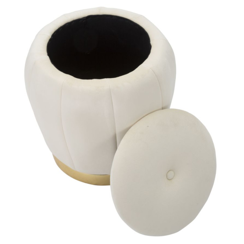 Pouf Coffre Paris Crème & Or – Raffinement Haussmannien Ø43 x 43 cm