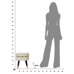 Pouf Paris Crème & Or – Lueur Dorée de la Ville Lumière Ø35 x 40,5 cm