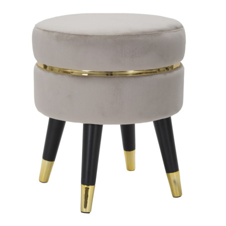 Pouf Paris Gris & Or – Charme Subtil du Marais Ø35 x 40,5 cm