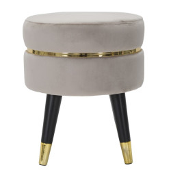 Pouf Paris Gris & Or – Charme Subtil du Marais Ø35 x 40,5 cm