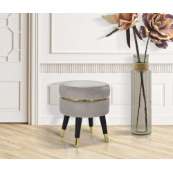 Pouf Paris Gris & Or – Charme Subtil du Marais Ø35 x 40,5 cm