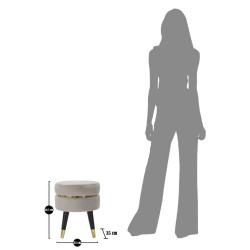 Pouf Paris Gris & Or – Charme Subtil du Marais Ø35 x 40,5 cm