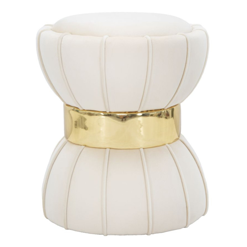 Pouf Fleur Crème – Pétale de Luxe Ø40 x 44 cm